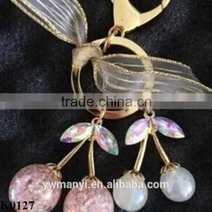 Wholesale Creative Lovely Cherry Keychain Metal Keychain Gemstone Keychain K0127 thumbnail-3