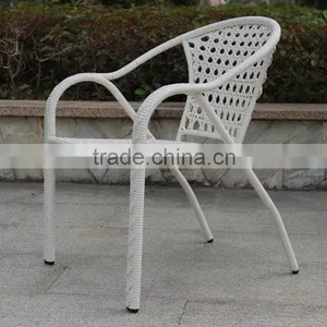 Cheap Outdoor Rattan Round Dining Table and Stackable Chair Sets thumbnail-3