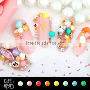 2015 New 4mm Candy Color Resin Beads Nail Flat Back Rhinestones Beautiful Acrylic Resin Stone for Nails 3d Nail Art Decoration thumbnail-2