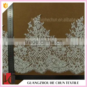 HC-2343-1 Hechun Women Embroidery Bead Polyster Corded Lace Bridal Trim thumbnail-5