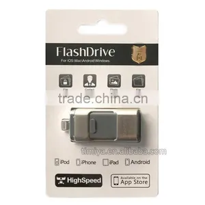 3 in 1 OTG USB Flash Drive 8 Pin/mirco USB Connector for IOS,for Mac, Android, Smartphones, PC (Silver-8GB) thumbnail-5