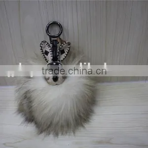 Real Raccoon Fur Ball / Fluffy Ball Fur Keychain / Monster Fur Keychain thumbnail-5
