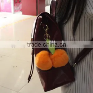 Ball Shape Rex Rabbit Fur Keyring/ Real Rex Fur Ball Key Chain With Pompoms for Bags thumbnail-6