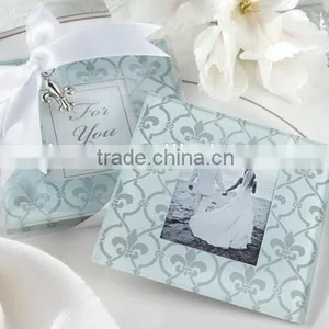 Fleur de Lis Frosted-Glass Photo Coasters thumbnail-1