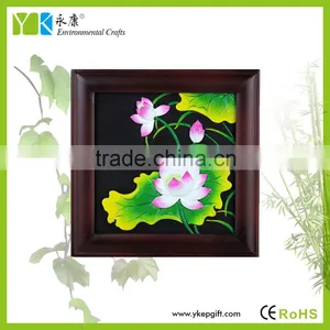 Lotus Flower Carved and Painted Home Etc Wooden Photo Picture Frame for Wall Decoration thumbnail-2