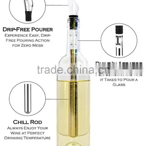 Stainless Steel Wine Chiller Stick-Best Iceless Wine Chiller - Wine Chilling Rod - Aerating Wine Pourer thumbnail-4