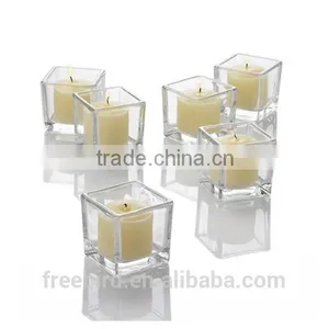Cube Clear Glass Votive Candle Holder thumbnail-1