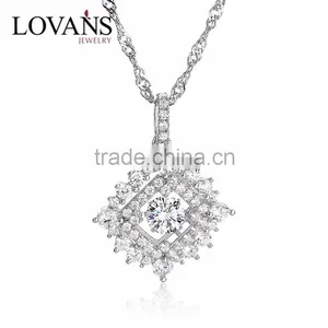 925 Sterling Silver Dancing Stone Pendant Necklace SPG912W thumbnail-1