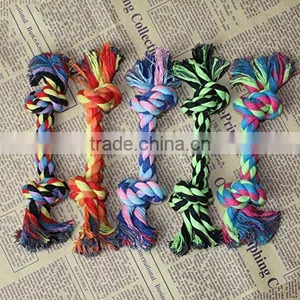 QingQ Factory Flossy Chews Cottonblend Color 3-Knot Rope Tug Dog Rope Toy thumbnail-4