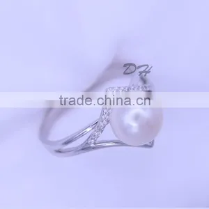 Cheap Rhinestone Freshwater Flat Pearl Ring Wholesale Price thumbnail-1