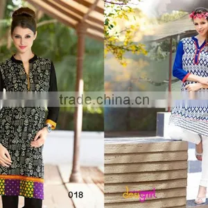 Large Indian Women Desinger Kurta Cotton Embroidered Kurti Bollywood Top Tunic thumbnail-4