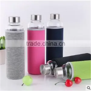 Top Level Quality Stylish Environmental Borosilicate Glass Water Bottle With Colorful Sleeve 280ml/360ml/550ml thumbnail-1