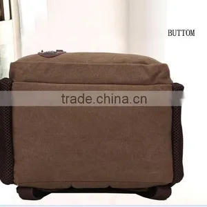 Khaki Vintage Canvas Backpack Wholesale thumbnail-5