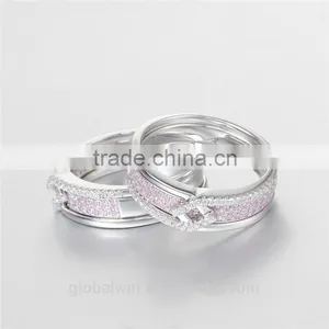 Vogue Double Jewelry Wedding Rings Pink Zircon Custom Wholesale 925 Sterling Silver Rings Jewelry For Womam thumbnail-3