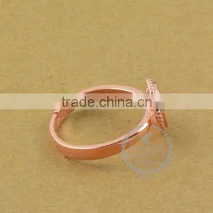 7.5mm 925 Sterling Silver Rose Gold Simple Pattern Round Bezel Ring Base Blank Supplies DIY Findings 1216003 thumbnail-4