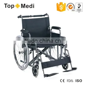 Rehabilitation Therapy Suppliy TOPMEDI High Quality Health Equipment Hot Sales Manual Foldable Bariatric Wheelchair for Disabled thumbnail-1