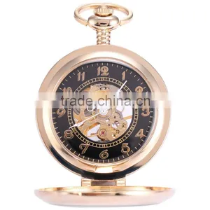 Elegant Hollow Hand Winding Mechanical Analog Men Pocket Watch thumbnail-2