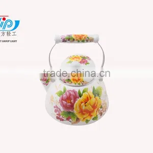 3L Good Quality Enamel Tea Kettle With Ceramic Handle Beautiful Decal thumbnail-1