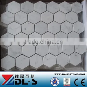 Big Hexagon Bianco White Carrara Marble Mosaic Tile 12x12 thumbnail-1