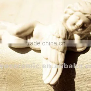 White Porcelain Sleeping Angel With Wing Figurines thumbnail-1