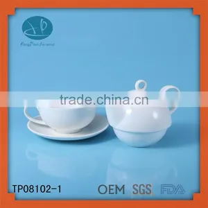 Tea For One Set With Saucer White With Black Dots,Hotel Tea Service,ceramic Tea Set,teapot for One thumbnail-1