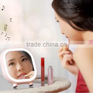 Desktop Makeup Mirror With Bluetooth Loudspeaker Box, USB Charge Table Lamp For Valentine Day thumbnail-1