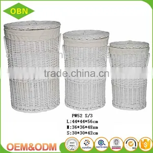 Customized Cheap Handwoven Unique Round Folding Brown Wicker Laundry Basket With Cover thumbnail-6