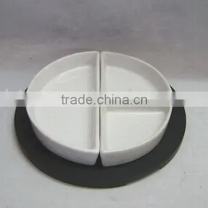 Smiling Face Shaped Ceramic Snacks Serving Tray for Sale thumbnail-1