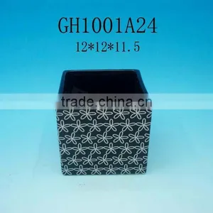 New Design Square Black Ceramic Flower Pot thumbnail-1