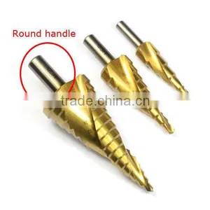 3pcs/set HSS Step Drill Bit Set Metric Spiral Flute Core Drill Bit Titanium Coated Cone Step Drill Bit Set Hole Cutter Round thumbnail-2