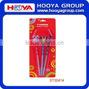 Lovely Poplar Wood Round School HB Pencil With Eraser of Animal Shape 3pcs/blister Card thumbnail-1