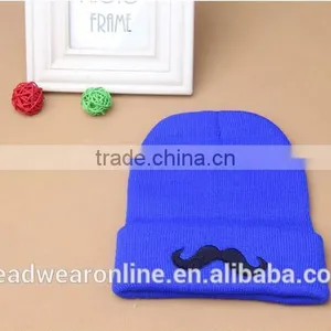 Custom Fashion High Quality Moustache Embroidey Knitted Hats And Beanie Hats thumbnail-5