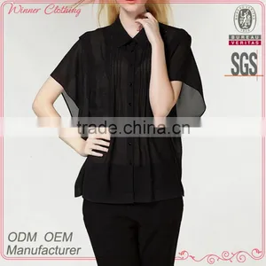 High Fashion Trendy Designed Batwing Sleeves Female Office Uniform Designs Ladies Fancy Tops thumbnail-1