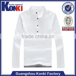 Multi-buckled Plain White Color Long Sleeve Stylish Polo Shirts thumbnail-1