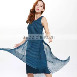 Korean New Style Vertical Stripes Tight Women Crumple Dress thumbnail-1