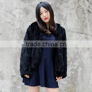 CX-G-A-44B Top Quality Genuine Rabbit Fur Garment/ Real Fur Jacket Winter Women thumbnail-1