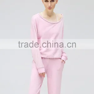2016 Fashion Spring Sets Thin Fleece/new Sport Loose Bomber Pull Over Fleece/big Collar Pink Rose Fleece thumbnail-5