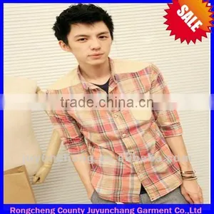 Plaids Vneck Long Sleeve Mens Flannel Shirts thumbnail-1