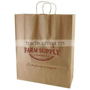 USA Made Natural Kraft Shopping Bag - Dimensions Are 16" x 6" x 19.25" and Comes With Your Logo. thumbnail-1