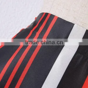 Walson Spring Autumn High Waist Geometry Striped Print Pleated Maxi Skirt Fall Contrast Casual A Line Skater Tutu Skirts Women C thumbnail-2