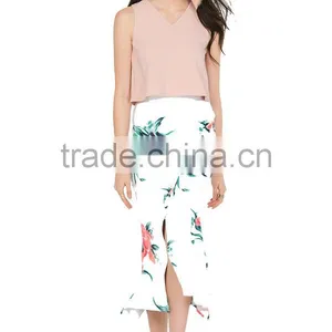 Pictures of Long and Tops Printed Floral Front Slit Skirts thumbnail-1