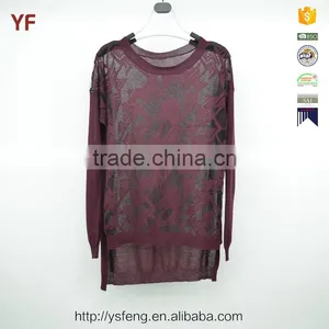 2015 New Fashion Design Short Front Long Back Women Knitted Fancy Sweater thumbnail-1