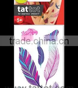Mini Adult Color Temporary Tattoo Feather OEM Water Transfer Printing Sticker thumbnail-1