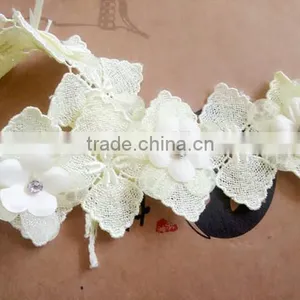 5cm 3D Flower Lace Trim Hand Made Flowers With Bead Garment Accessories thumbnail-4