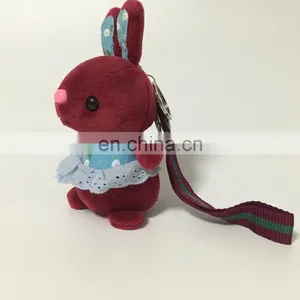 Burgundy Plush Soft Stuffed Rabbit Animal Custom Gift Keychain Toy thumbnail-4