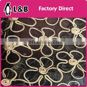 Top-fashion Elegant Flower Chiffon Lace Embroidered Fabric thumbnail-1