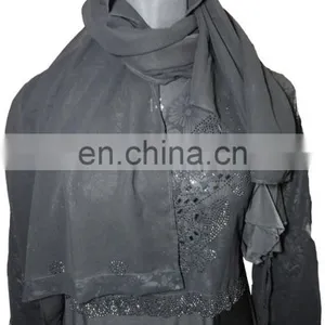 Designer Floral Printed Dubai Burkha With Black Diamond Stone Work / Casual Occasion Wear Abaya (dubai Abaya 2017) thumbnail-6