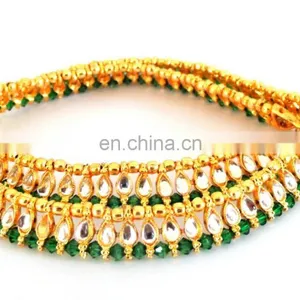 Rajwada Style Kundan Gold Plated Anklet-Indian Ethnic Kundan Payal/Anklet Indian Handmade Gold Plated Kundan Anklet - Payal thumbnail-1