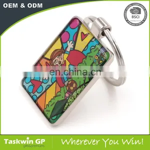 Factory Supply CMYK Printed With Epoxy Metal Keychain thumbnail-4