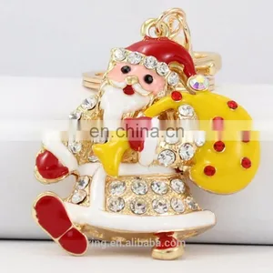 Hottest Christmas Santa Claus Zinc Alloy 18K Gold Keychain thumbnail-1